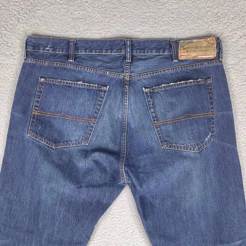 Denim & Supply Ralph Lauren Jeans Mens 40x30.5 Blue Straight‎ Taper Denim